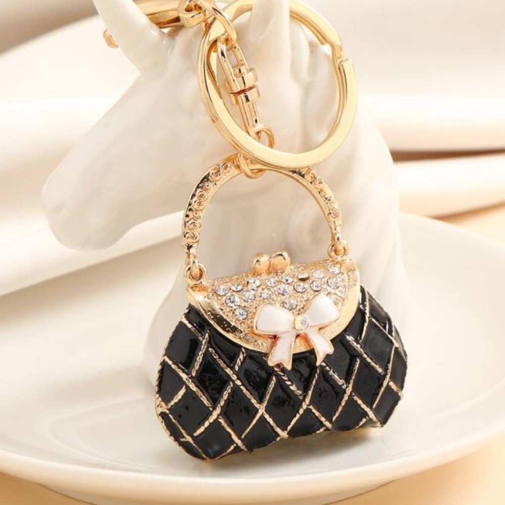 Elegant Black and Gold Keychain